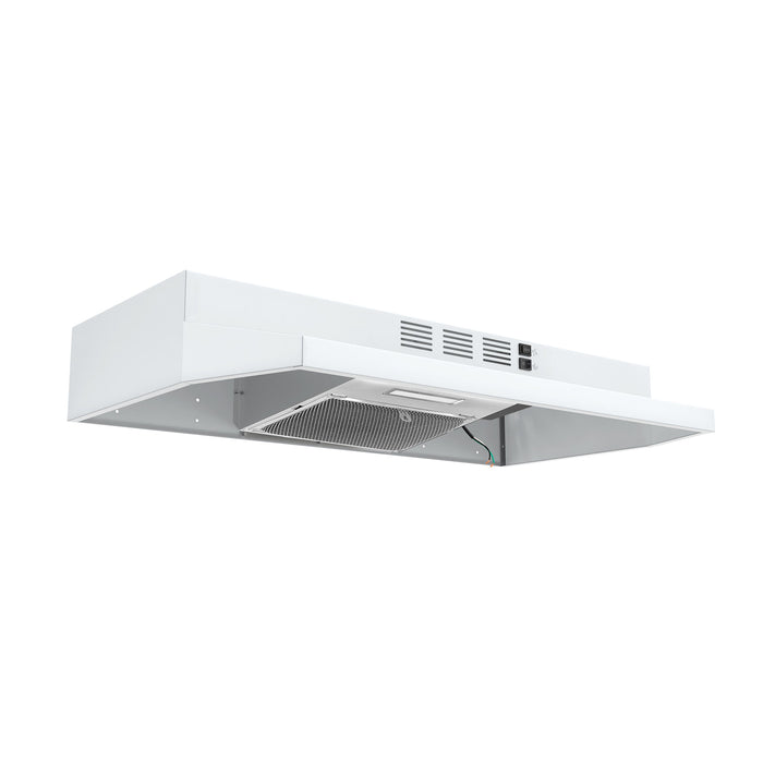 Forno 30" 200 CFM Compact Under Cabinet Convertible Range Hood in White, FRHUC5200-30WHT