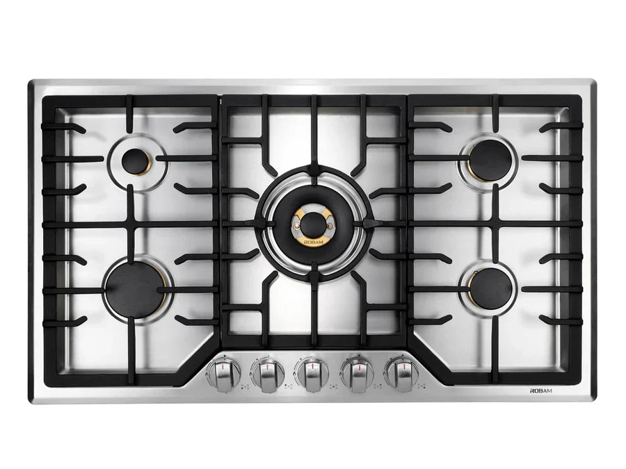 Robam 36 Inch 5 Burners Gas Cooktop in Stainless Steel, Robam-G515