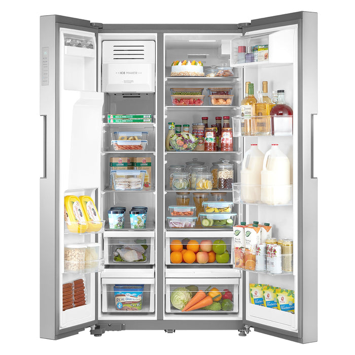 Cosmo 35" 26.3 cu. ft. Side-by-Side Refrigerator with Water and Ice Dispenser in Stainless Steel, COS-SBSR263RHSS