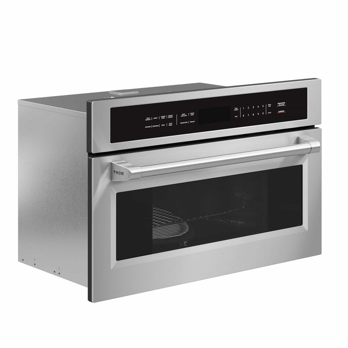 Thor Kitchen 2-Piece Appliance Package - 30-Inch Electric Wall Oven, and Microwave with Air Fryer in Stainless Steel