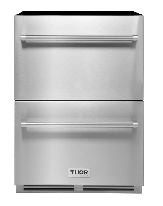 Thor Kitchen 2-Piece Appliance Package - 24-Inch Double Drawer Refrigerator and Freezer Drawer in Stainless Steel