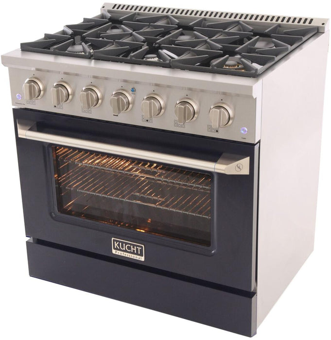 Kucht Professional 36 in. 5.2 cu ft. Natural Gas Range with Black Door and Silver Knobs, KNG361-K