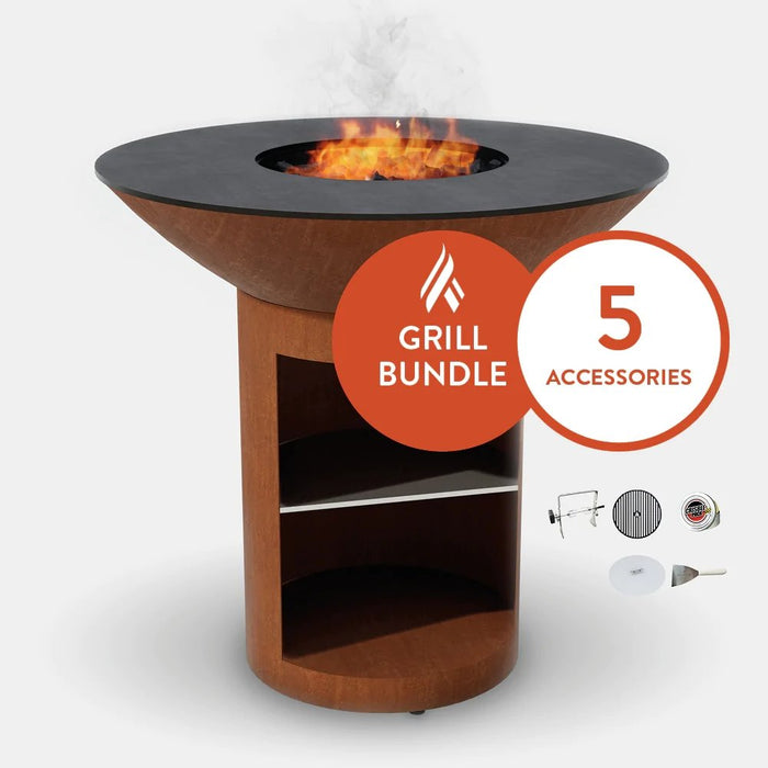 Arteflame Classic 40" Grill | High Round Base with Storage | Home Chef Bundle | 5 Grilling Accessories