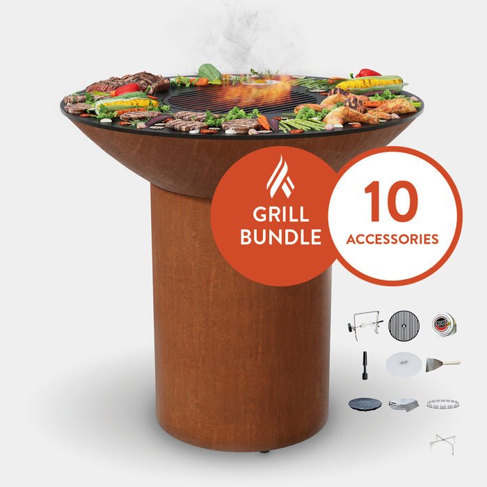 Arteflame Classic 40" Grill with High Round Base | Home Chef Max Bundle | 10 Grilling Accessories