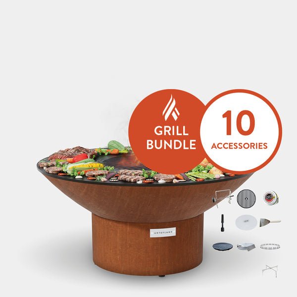 Arteflame Classic 40" Grill with Low Round Base | Home Chef Max Bundle | 10 Grilling Accessories