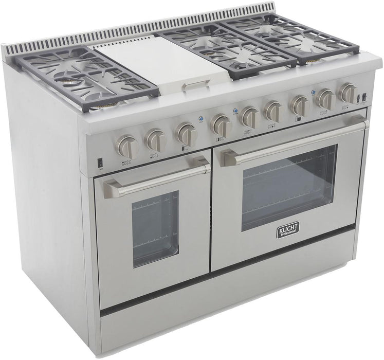 Kucht Professional 48 in. 6.7 cu ft. Propane Gas Range with Silver Knobs, KRG4804U/LP-S