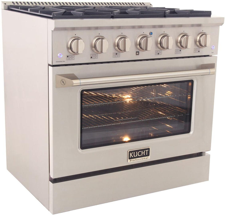 Kucht Professional 36 in. 5.2 cu ft. Natural Gas Range with Silver Knobs, KNG361-S