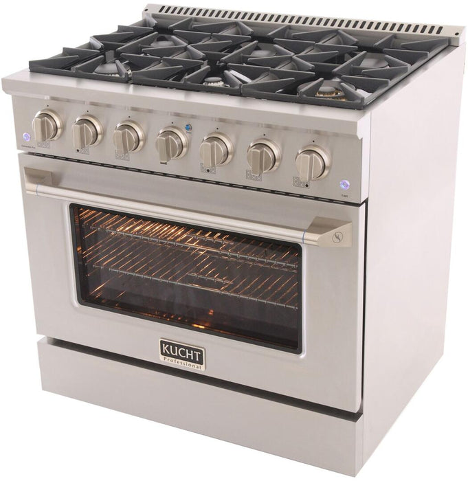 Kucht Professional 36 in. 5.2 cu ft. Natural Gas Range with Silver Knobs, KNG361-S