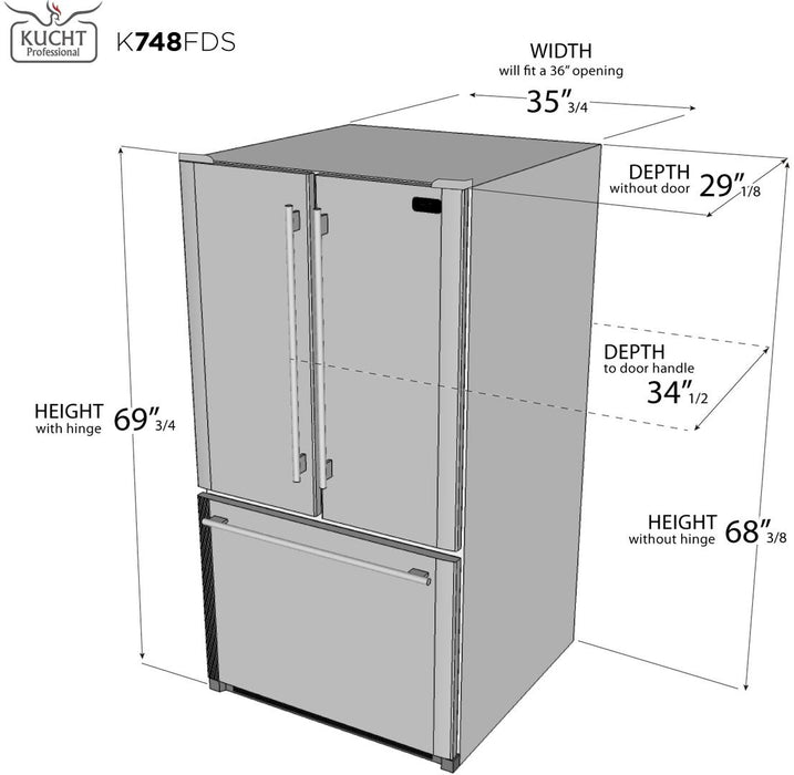 Kucht Appliance Package - 48 inch Natural Gas Range in Stainless Steel, Refrigerator, Dishwasher, Microwave Drawer, AP-KFX480-6