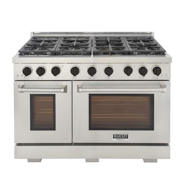 Kucht Professional 48" 6.7 cu. ft. Propane Gas Range in Stainless Steel with Black Accents, KFX480/LP-K