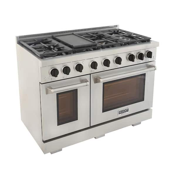 Kucht Professional 48" 6.7 cu. ft. Propane Gas Range in Stainless Steel with Black Accents, KFX480/LP-K