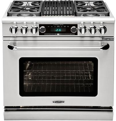 Capital 36" Connoisseurian Series Freestanding Dual Fuel Range with 5.4 cu. ft. Electric Oven in Stainless Steel (CSB362G2)