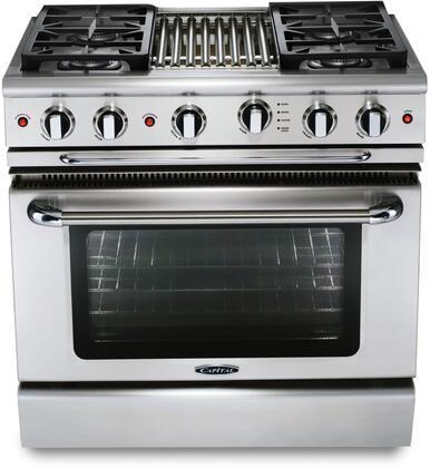 Capital 36" Precision Series Freestanding Gas Range with Self Clean, 4.9 cu. ft in Stainless Steel (GSCR366)