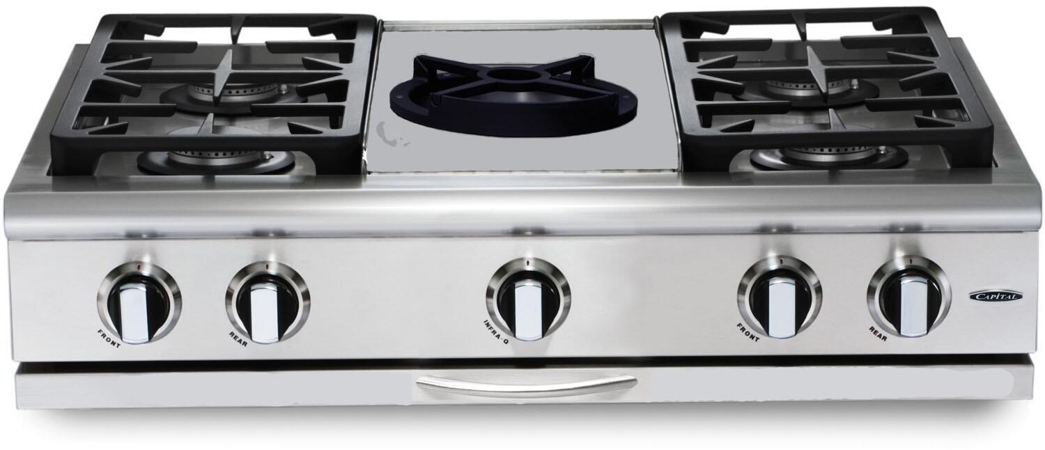 Capital 36" Precision Series Rangetop with 6 Sealed Burners, Sealed Burners in Stainless Steel (GRT366)