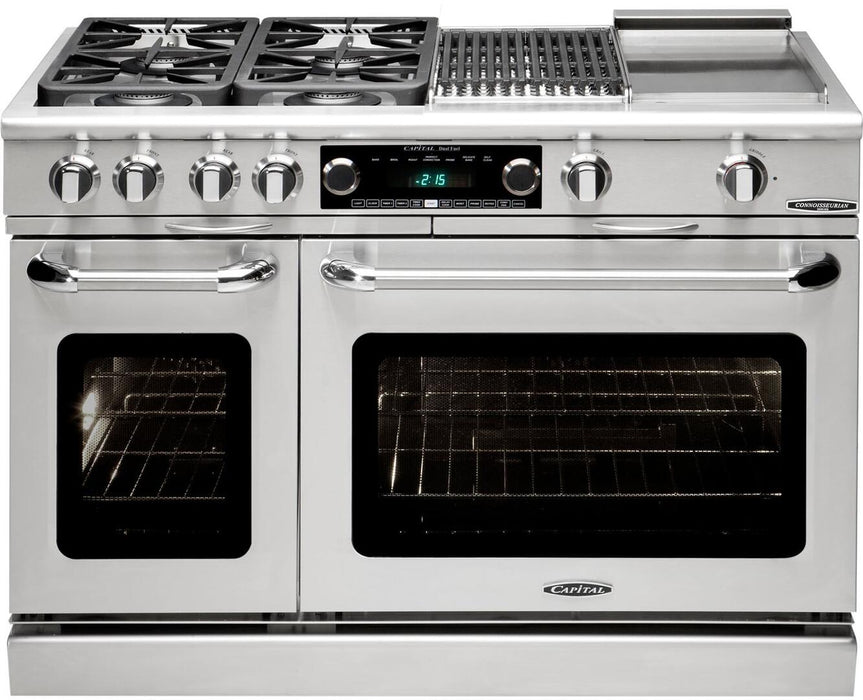 Capital 48" Connoisseurian Series Dual Fuel Range with Self Clean and 7.8 cu. ft in Stainless Steel (CSB484G2)