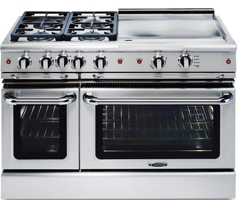 Capital 48" Precision Series Freestanding Gas Range with 6.9 cu. ft. Total Capacity Self Clean Double Oven  in Stainless Steel (GSCR488)