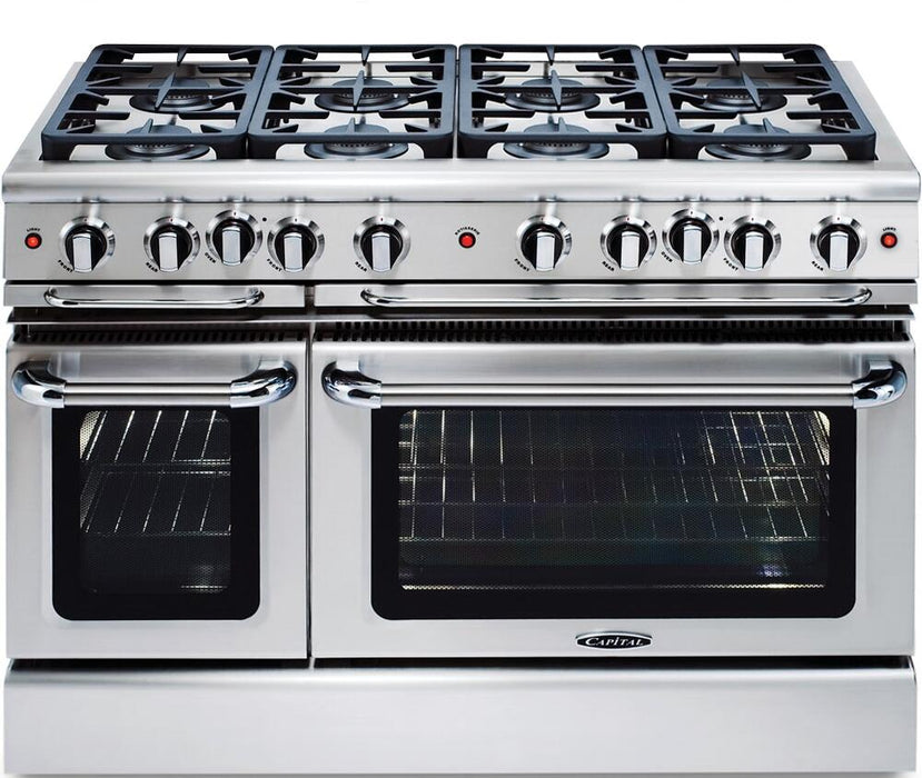 Capital 48" Precision Series Freestanding Gas Range with 6.9 cu. ft. Total Capacity Self Clean Double Oven  in Stainless Steel (GSCR488)