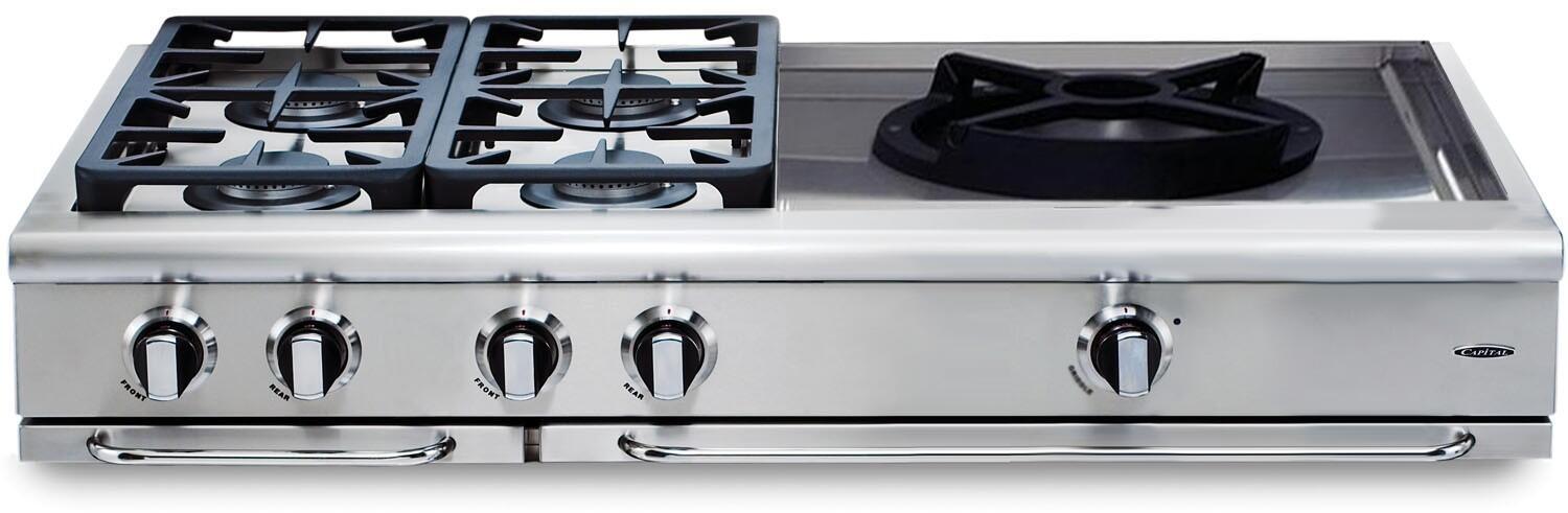 Capital 48" Precision Series Gas Rangetop with 8 Sealed Burners, Optional Grill/Griddle in Stainless Steel (GRT488)