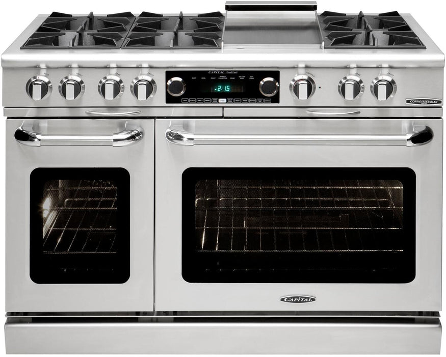 Capital Connoisseurian Series 48" Freestanding Dual Fuel Range with 7.8 cu. ft. Double Electric Ovens in Stainless Steel (COB484B2)