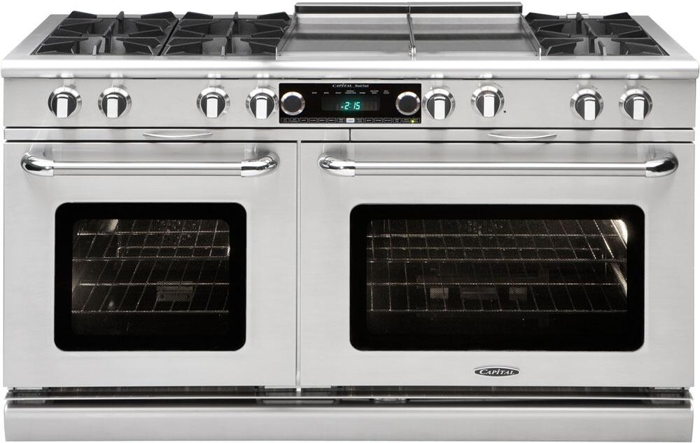 Capital Connoisseurian Series 60" Freestanding Dual Fuel Range with 9 cu. ft. Total Capacity Double Electric Ovens in Stainless Steel (COB604BG2)