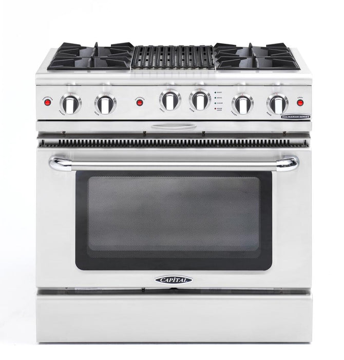 Capital Culinarian Series 36" Freestanding All Gas Range with 6 Open Burners, 4.9 cu. ft. in Stainless Steel (CGSR366)