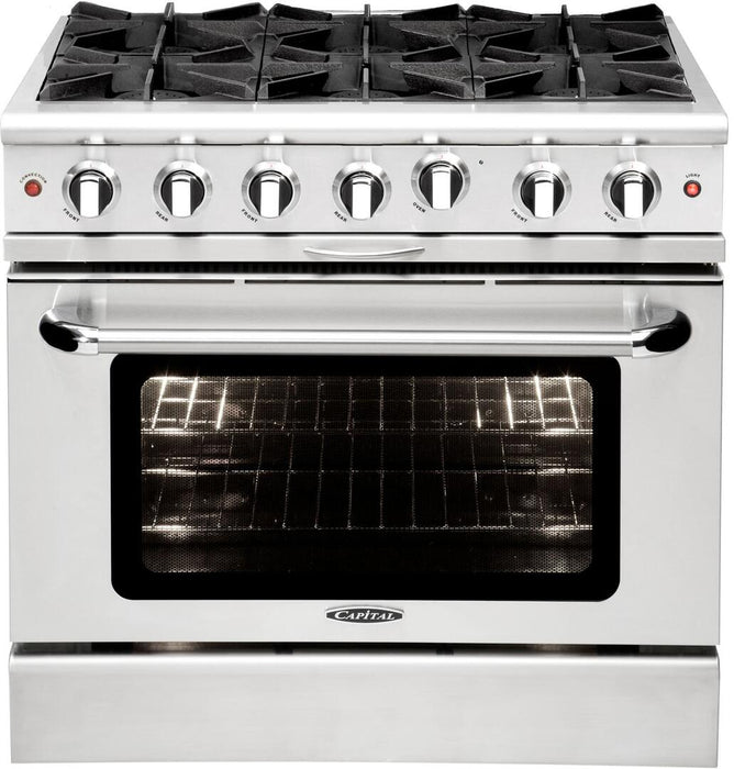 Capital Culinarian Series 36" Freestanding All Gas Range with 6 Open Burners 4.9 cu. ft. Oven in Stainless Steel (MCOR366N)