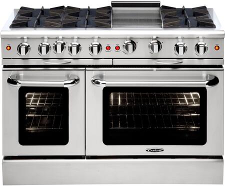 Capital Culinarian Series 48" Freestanding All Gas Range 8 Open Burners, Double Ovens, 7.6 cu in Stainless Steel (MCOR488)