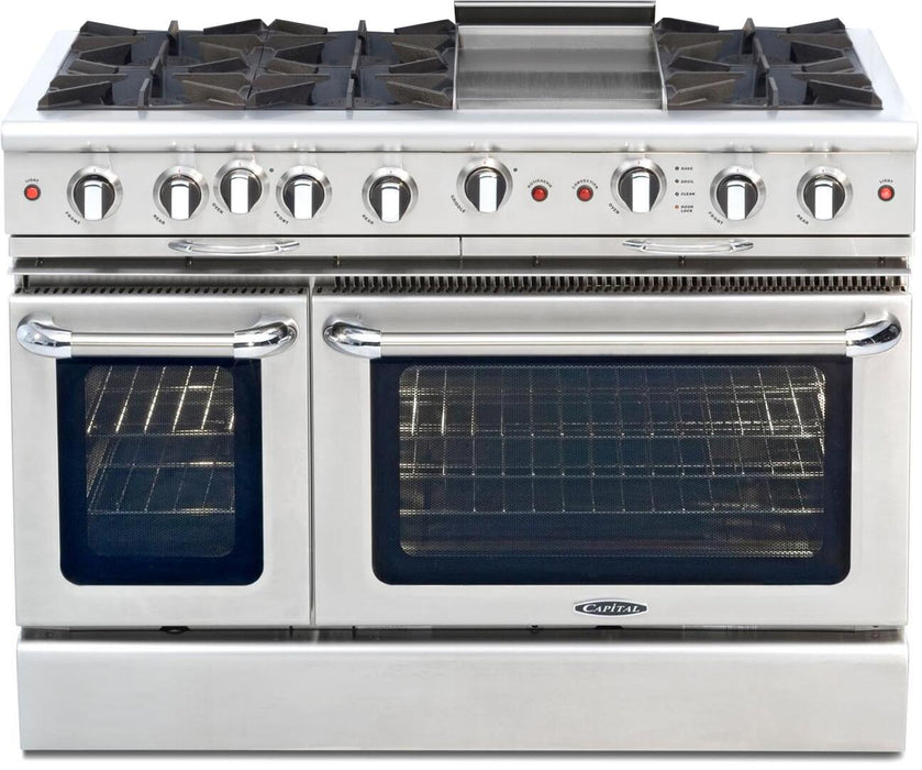 Capital Culinarian Series 48" Freestanding All Gas Range with Self-Cleaning Double Oven in Stainless Steel (CGSR488)