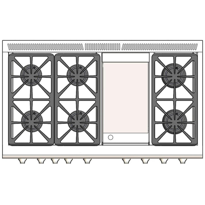 Capital Precision Series 48" Freestanding All Gas Range with 8 Sealed Burners, Optional Griddle/Grill, 7.1 cu. ft. Total Capacity Double Oven in Stainless Steel (MCR488)