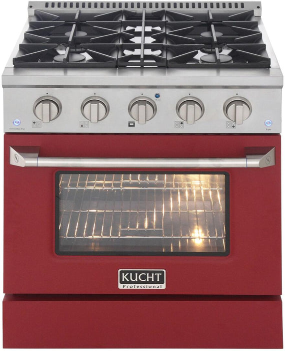 Kucht Professional 30 in. 4.2 cu ft. Natural Gas Range with Red Door and Silver Knobs, KNG301-R