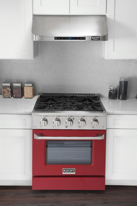 Kucht Professional 30 in. 4.2 cu ft. Natural Gas Range with Red Door and Silver Knobs, KNG301-R