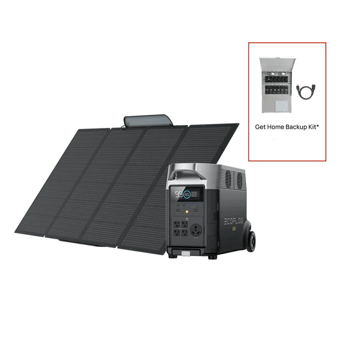 EcoFlow DELTA Pro + 400W Portable Solar Panel + Transfer Switch