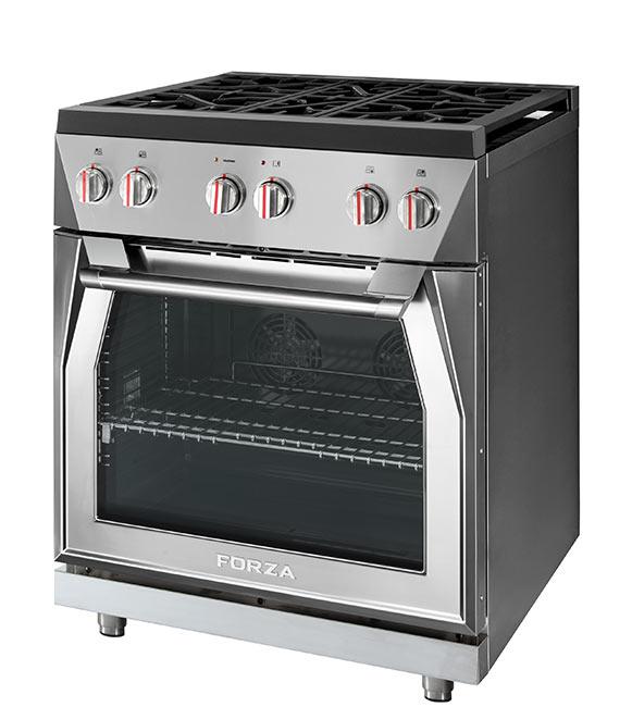 Forza 30-Inch 5.2 cu. ft. Stainless Steel Pro-Style Gas Range in Dinamico Blue (FR304GN-B)