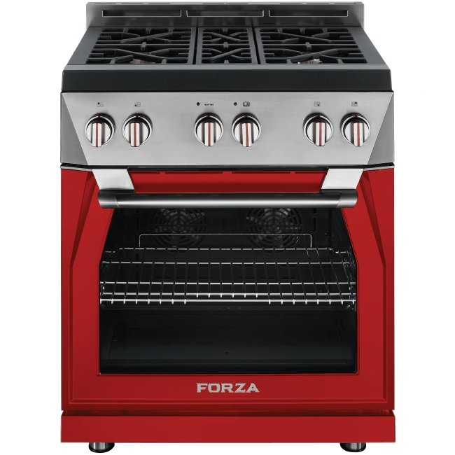 Forza 30-Inch 5.2 cu. ft. Stainless Steel Pro-Style Gas Range in Radicale Red (FR304GN-R)