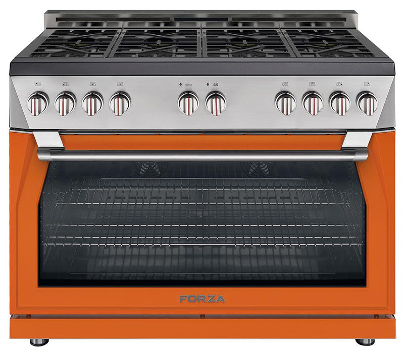 Forza 48-Inch 7.8 cu. ft. Stainless Steel Pro-Style Gas Range in Ardente Orange (FR488GN-O)