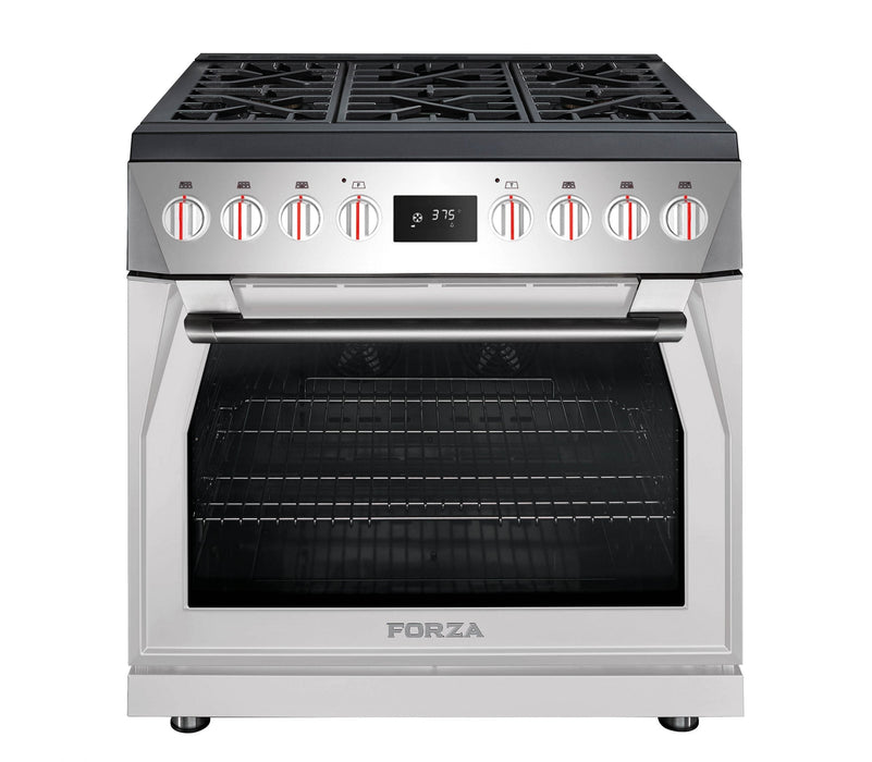 Forza 36-Inch Professional Dual Fuel Range in Valoroso White (FR366DF-W)