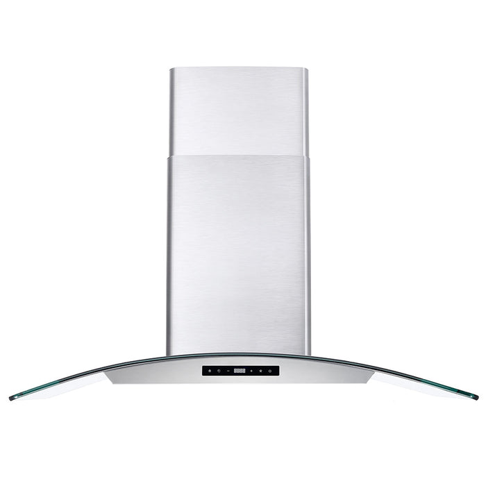 Cosmo 36" 380 CFM Convertible Wall Mount Range Hood with Glass Canopy, Digital Touch Controls and Carbon Filter Kit, COS-668AS900-DL