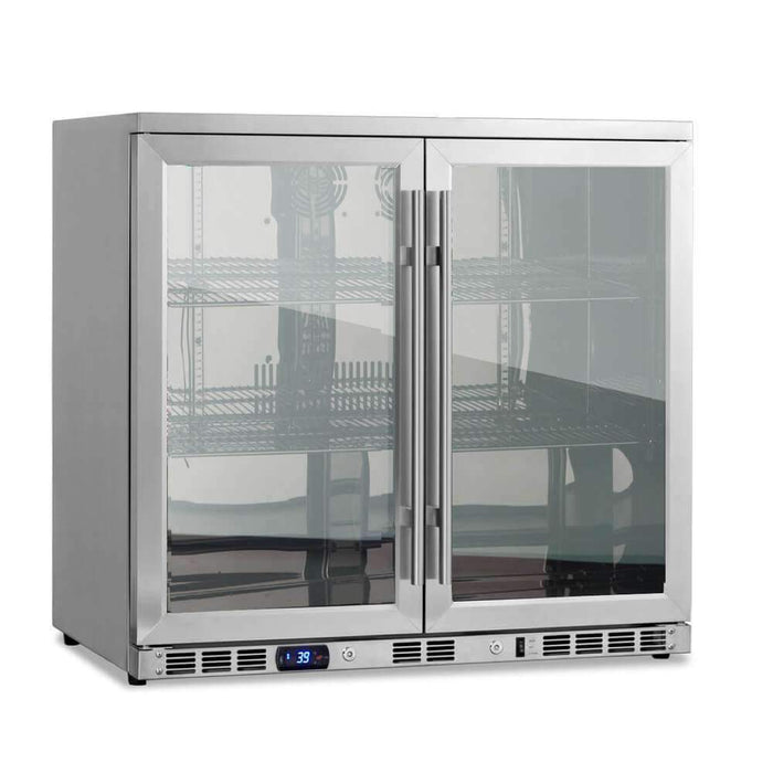 KingsBottle 36 Inch Heating Glass 2 Door Built In Beverage Fridge