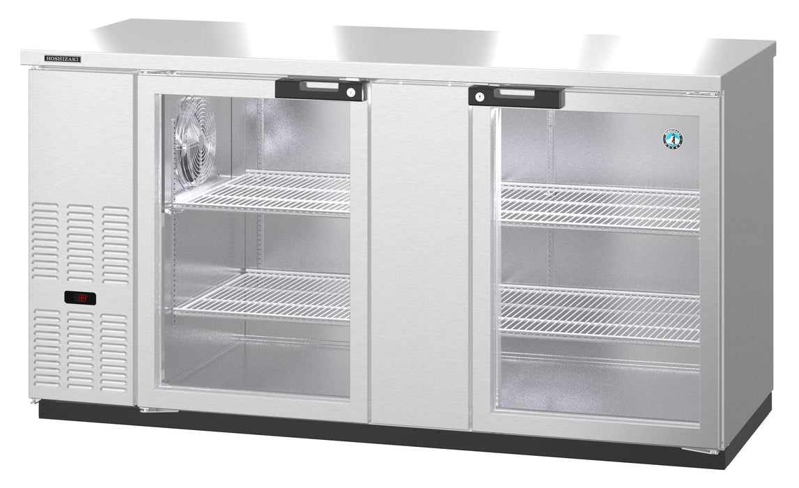 Hoshizaki BB69-G, Refrigerator, Two Section, Black Vinyl Back Bar Back Bar, Glass Doors