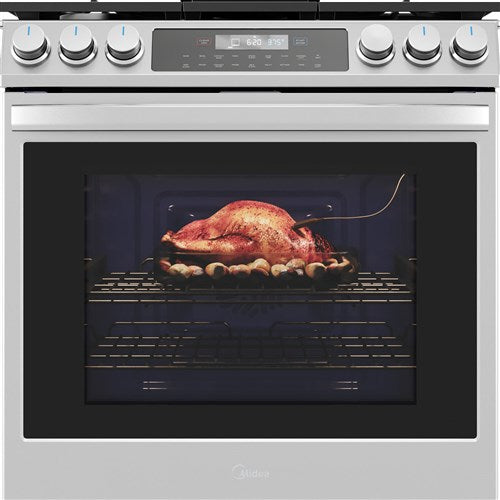 Midea 6.1 CF / 30" Gas Range, Convection, Wi-Fi - Stainless - MGS30S4AST