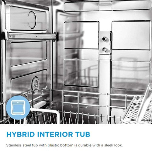 Midea 24" Front Control Dishwasher, 52 dBA, Hybrid Tub - Stainless - MDF24P1BST