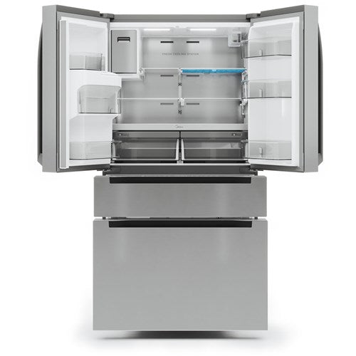 Midea 22 CF Counter-Depth 4-Door French Door, Dispenser, Wi-Fi - Stainless - MRQ22D7AST