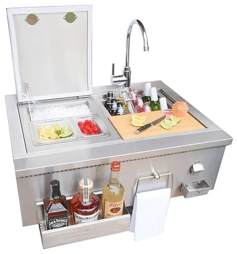 Kokomo Grills 30" Built-In Bartender Cocktail Station With Sink Bottle Opener and Ice Chest KO-30CKT-SNK