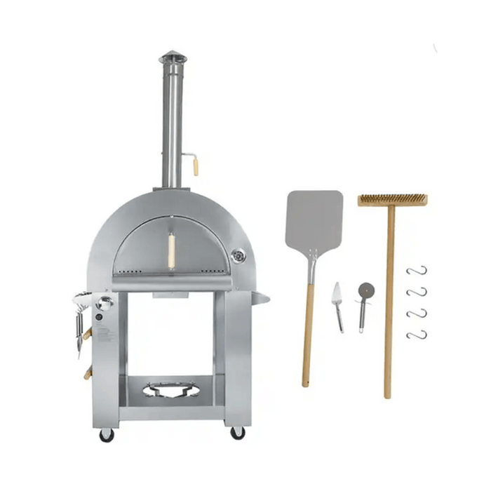 Kokomo Grills 32 Inch Dual Fuel Gas or Wood Fired Stainless Steel Pizza Oven