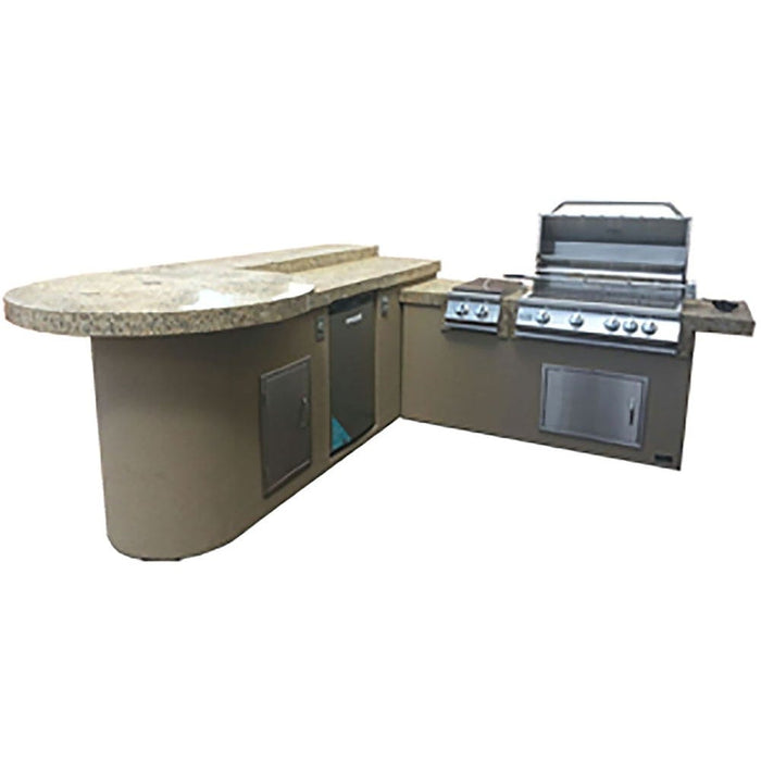 KoKoMo Grills Aruba 6' Island With 9'6" Bar Outdoor BBQ Kitchen