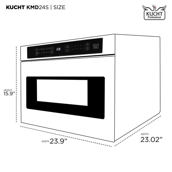 Kucht Appliance Package - 48 inch Gas Range in Stainless Steel, Wall Range Hood, Microwave Drawer, AP-KFX480-3