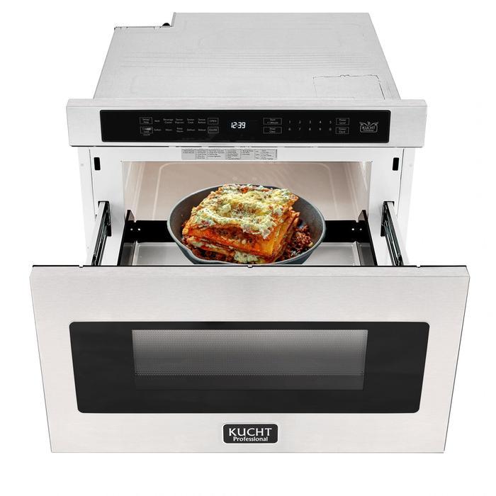 Kucht Professional 36 in. 5.2 cu ft. Natural Gas Range, Range Hood, Dishwasher & Microwave Drawer Package, AP-KNG361-S-4