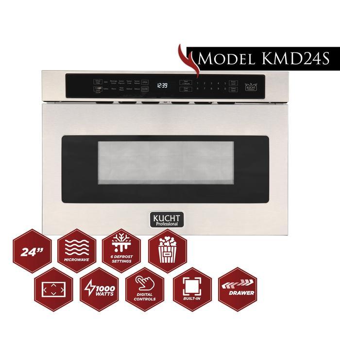 Kucht Professional 36 in. 5.2 cu ft. Natural Gas Range, Range Hood & Microwave Drawer Package, AP-KNG361-S-3