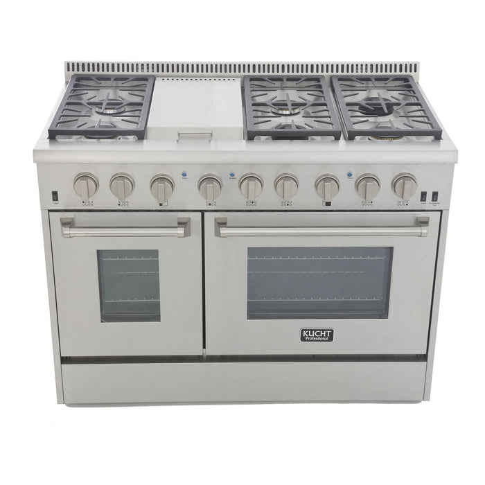 Kucht Professional 48 in. 6.7 cu ft. Propane Gas Range with Silver Knobs, KRG4804U/LP-S