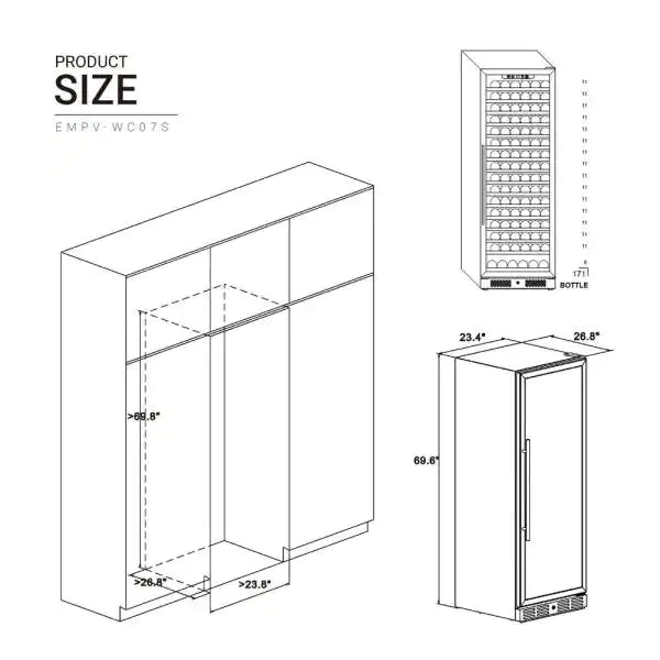 Empava Wine Cooler 70" Tall Wine Fridge - EMPV-WC07S